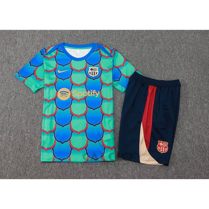 Tuta da Track FC Barcellona Manica Corta 2024-2025 Verde - Pantaloncini